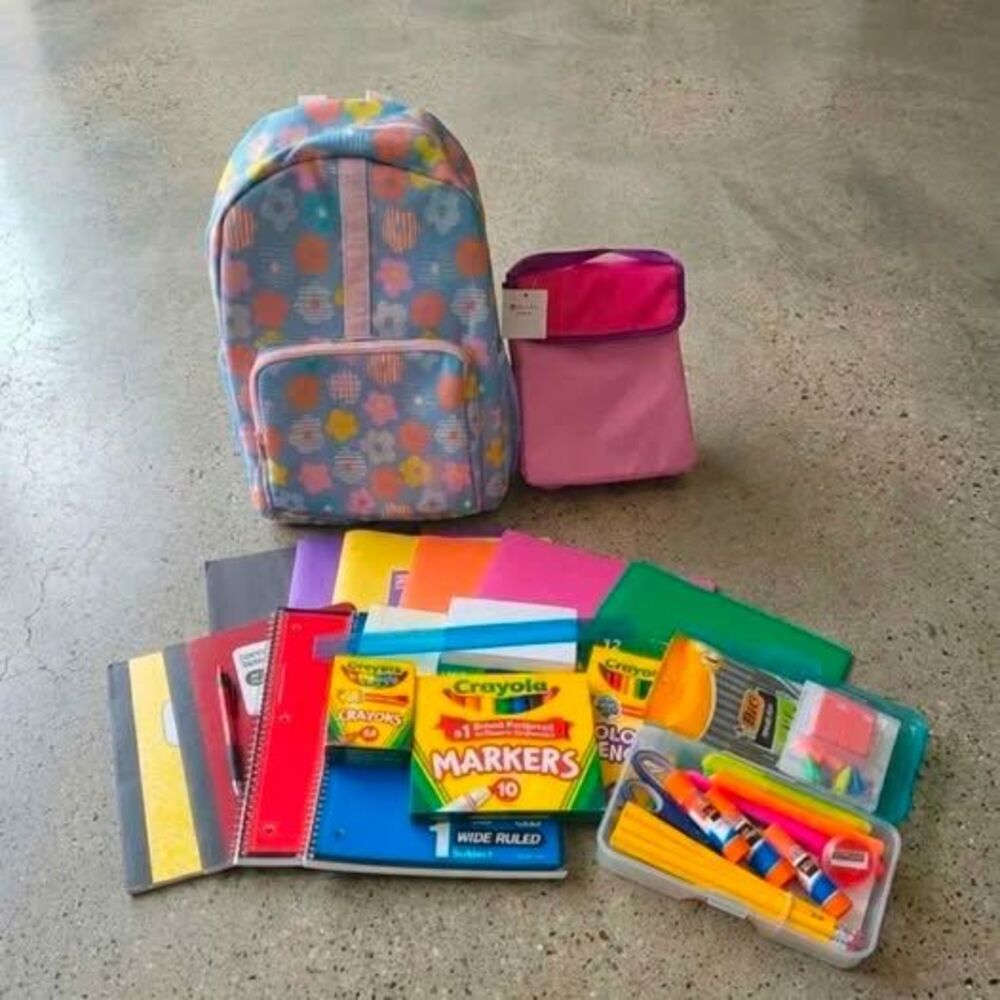 Floral Backpack and Crayola School Supplies Bundle